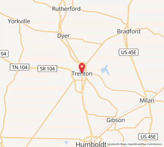 Map of Trenton, Tennessee