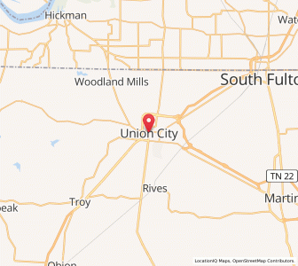 Map of Union City, Tennessee