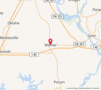 Map of Warner, Oklahoma