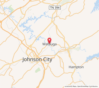 Map of Watauga, Tennessee