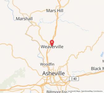 Map of Weaverville, North Carolina