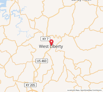 Map of West Liberty, Kentucky