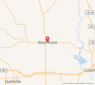 Map of West Point, Mississippi