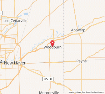 Map of Woodburn, Indiana