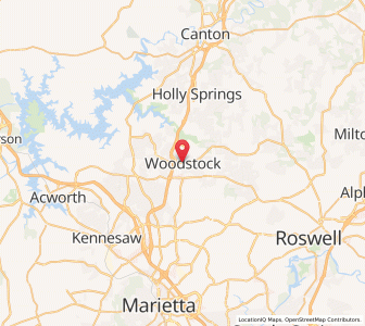 Map of Woodstock, Georgia