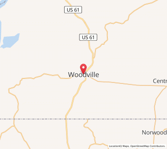 Map of Woodville, Mississippi