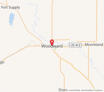 Map of Woodward, Oklahoma