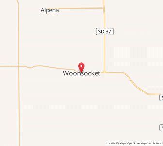 Map of Woonsocket, South Dakota