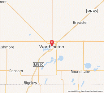 Map of Worthington, Minnesota