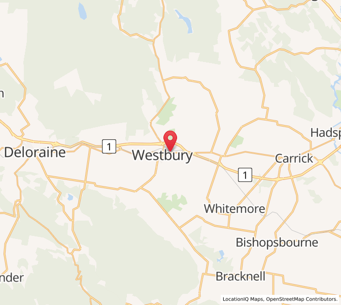 Map of Westbury, TasmaniaTasmania