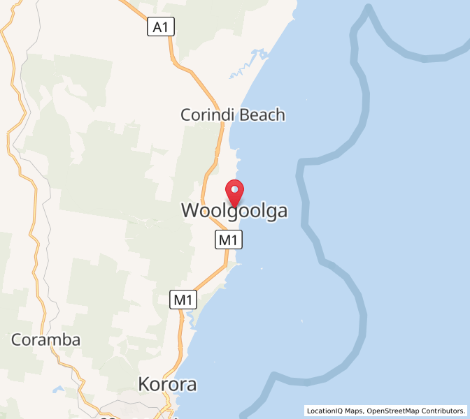 Map of Woolgoolga, New South Wales
