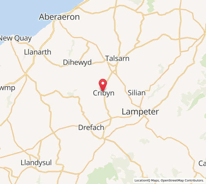 Map of Cribyn, WalesWales