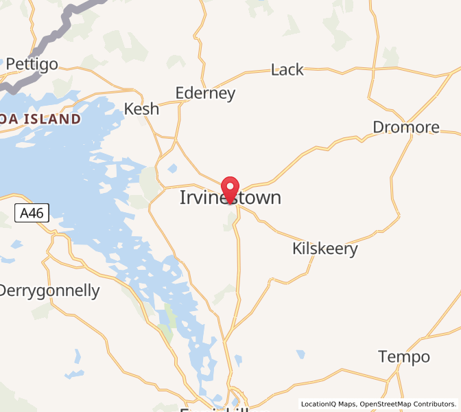 Map of Irvinestown, Northern IrelandNorthern Ireland