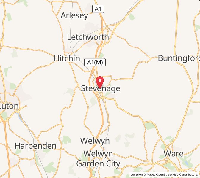 Map of Stevenage, EnglandEngland