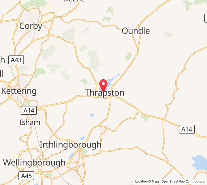 Map of Thrapston, EnglandEngland