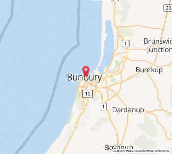 Map of Bunbury, Western Australia
