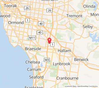 Map of Dandenong, VictoriaVictoria