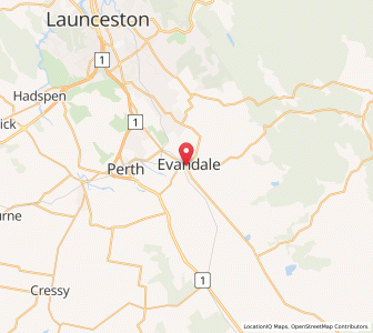 Map of Evandale, TasmaniaTasmania