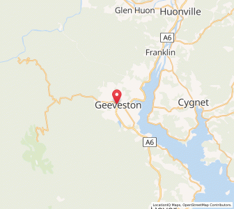 Map of Geeveston, TasmaniaTasmania