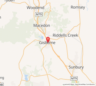 Map of Gisborne, VictoriaVictoria