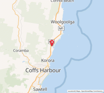 Map of Moonee Beach, New South Wales