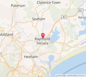 Map of Raymond Terrace, New South Wales