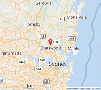 Map of Roseville, New South Wales