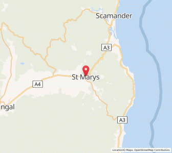 Map of Saint Marys, TasmaniaTasmania