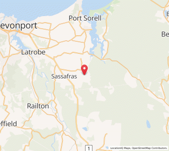Map of Sassafras East, TasmaniaTasmania