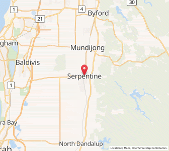 Map of Serpentine, Western Australia