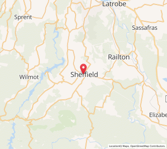 Map of Sheffield, TasmaniaTasmania