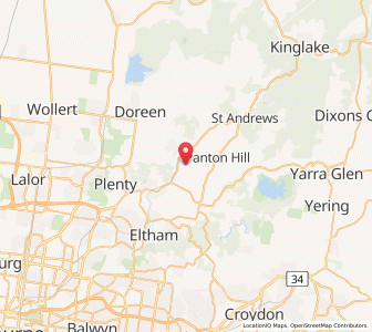 Map of Upper Diamond Creek, VictoriaVictoria