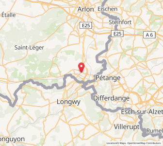 Map of Aubange, Wallonia