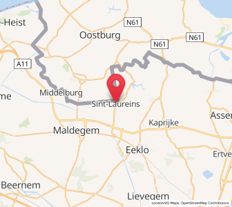 Map of Sint-Laureins, Flanders