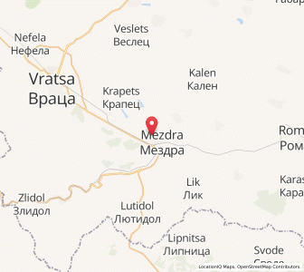 Map of Mezdra, Vratsa