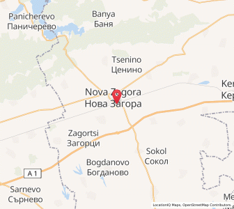 Map of Nova Zagora, Sliven