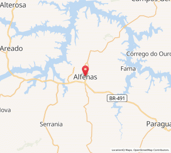 Map of Alfenas, Minas Gerais