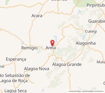 Map of Areia, Paraíba