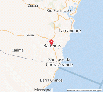 Map of Barreiros, Pernambuco