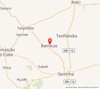 Map of Barrocas, Bahia