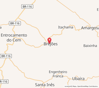 Map of Brejões, Bahia