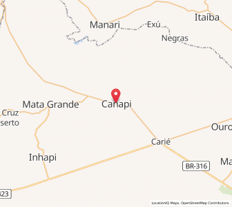 Map of Canapi, Alagoas