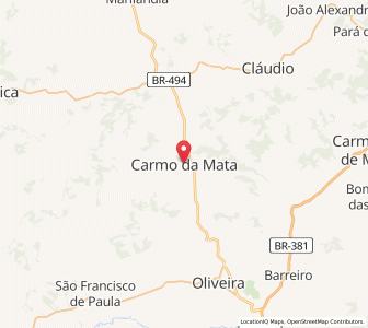 Map of Carmo da Mata, Minas Gerais