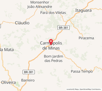 Map of Carmópolis de Minas, Minas Gerais