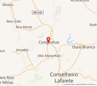 Map of Congonhas, Minas Gerais