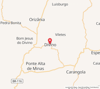Map of Divino, Minas Gerais