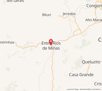 Map of Entre Rios de Minas, Minas Gerais