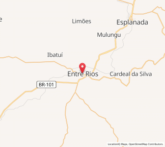 Map of Entre Rios, Bahia