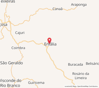Map of Ervália, Minas Gerais