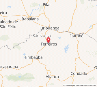 Map of Ferreiros, Pernambuco